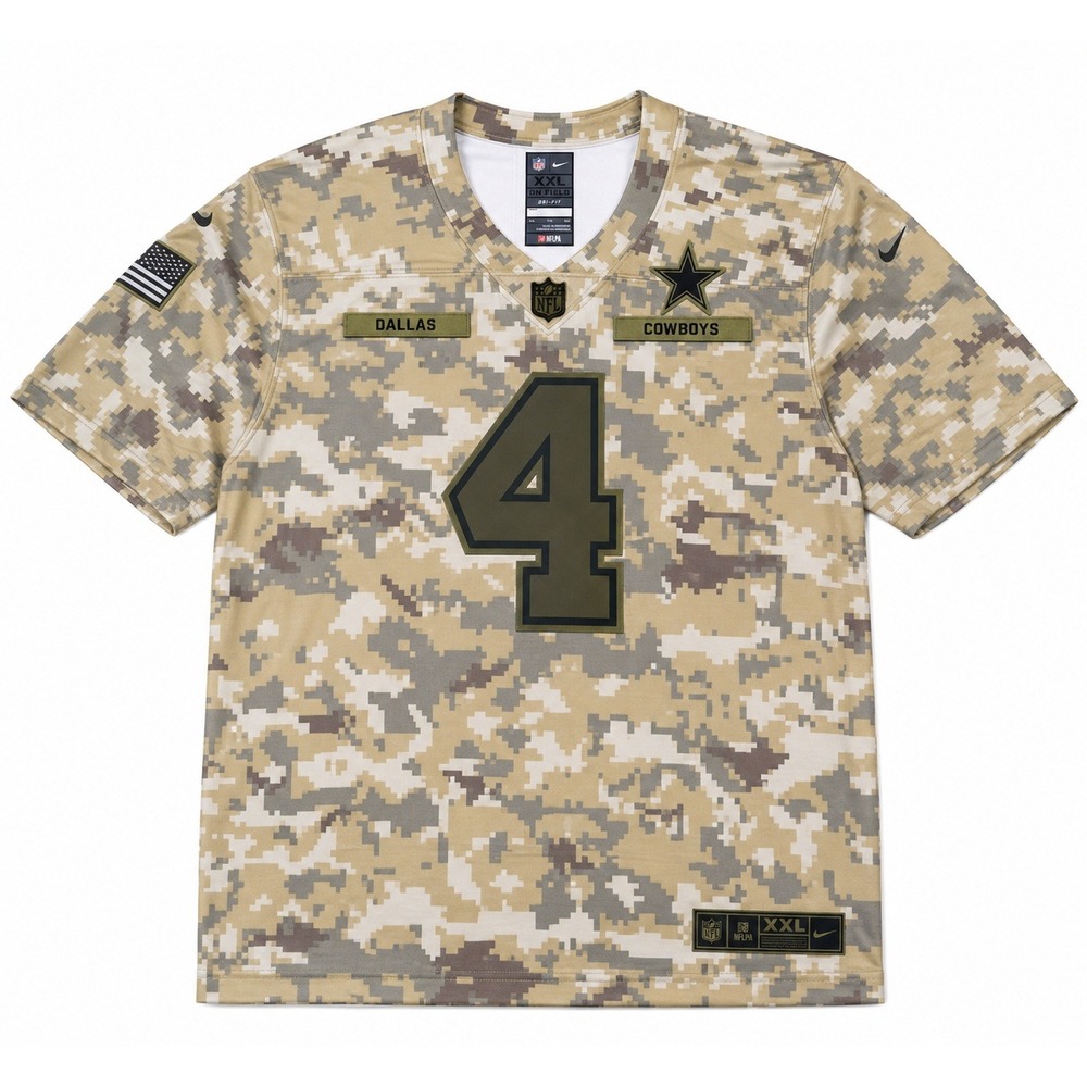 Nike Dak Prescott Dallas Cowboys Salute to Service Camo Jersey Mens XXL NFL 4